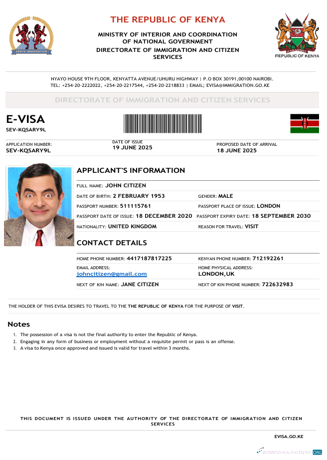 Download Kenya e visa template in Word and PDF formats Photoshop template